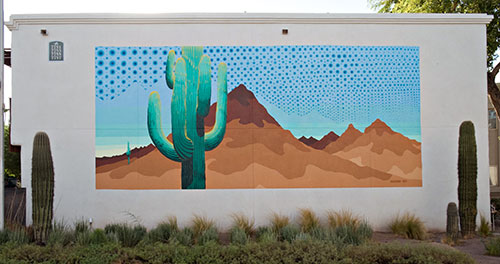 saguaros and saguaro mural
