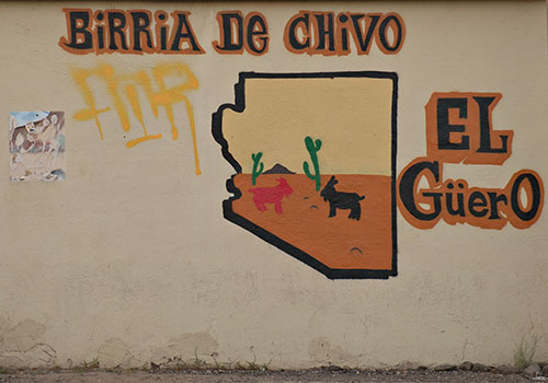 cactus themed mural for mexican food