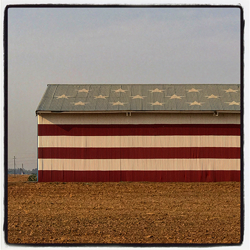 stars and stripes painted building